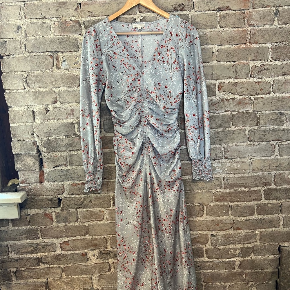 MELLODAY Gray Floral Long Sleeve Dress
